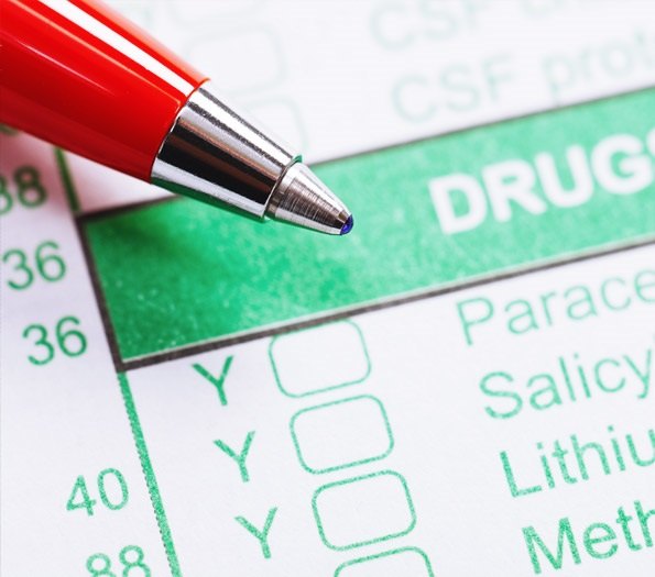 Checkboxws and pen for drug testing