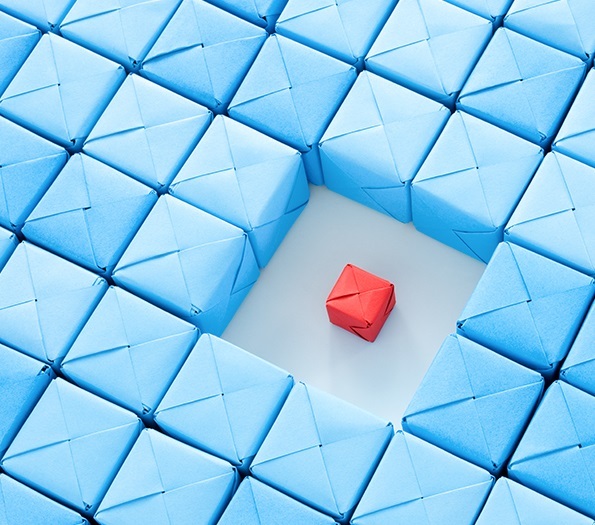 Small red box in sea of blue